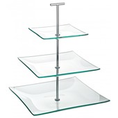 Cake Stand Glass 3 Tier Square 24.5cm X 20cm X 14.5cm