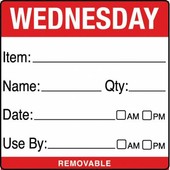 Removable Food Rotation Label (Roll 500) Wednesday