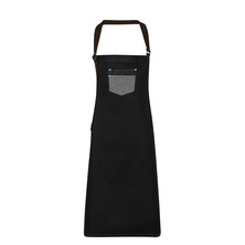 Waxed Look Bib Apron With Faux Leather Ties And Neckband 28&quot; X 34&quot;