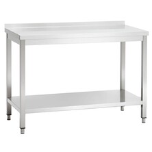 Catering Table S/S With Upstand &amp; Shelf 1000mm (w) X 600mm (d) X 850mm (h) Self Assembly