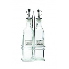 Glass Oil &amp; Vinegar Dispensers With Chrome Stand