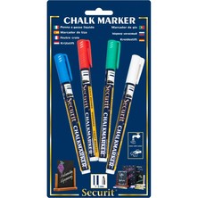 Chalk Marker Coloured 1 - 2mm Round Tip (Pack Of 4)