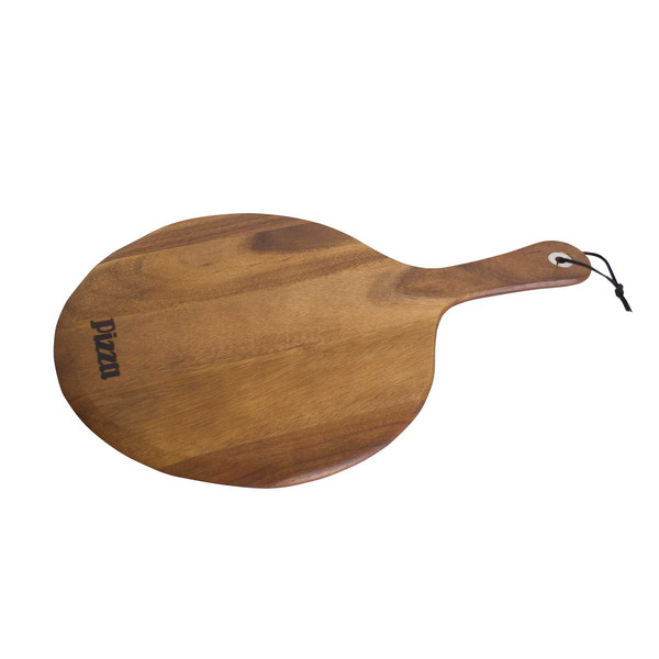 Wooden Round Pizza Board With Handle 30cm Dia