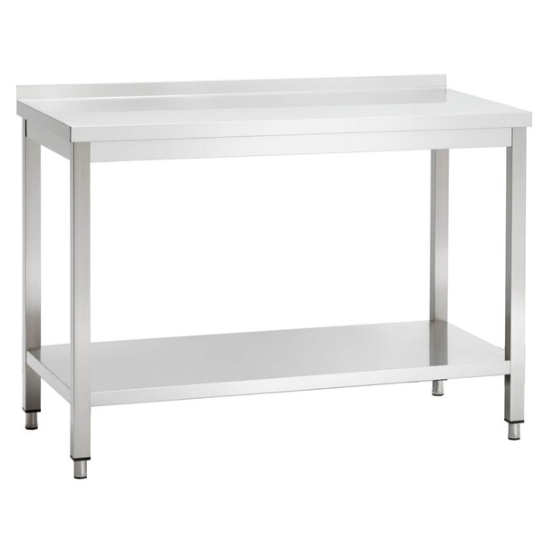 Catering Table S/S With Upstand & Shelf 1200mm (w) X 600mm (d) X 850mm (h) Self Assembly