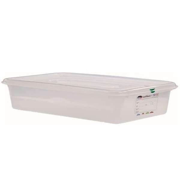 Gastronorm Food Storage Container With Lid And Colour Coded Clips GN 1/1 10cm Deep 13 Ltr