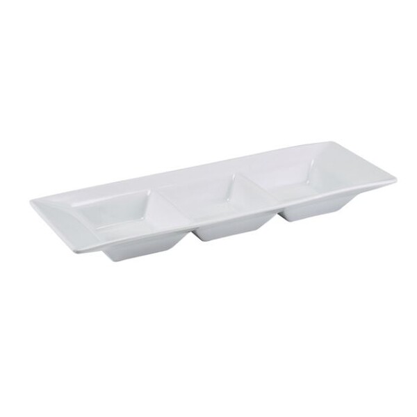 Genware Porcelain Triple Dipping Dish 25cm X 9cm (Box Of 6)