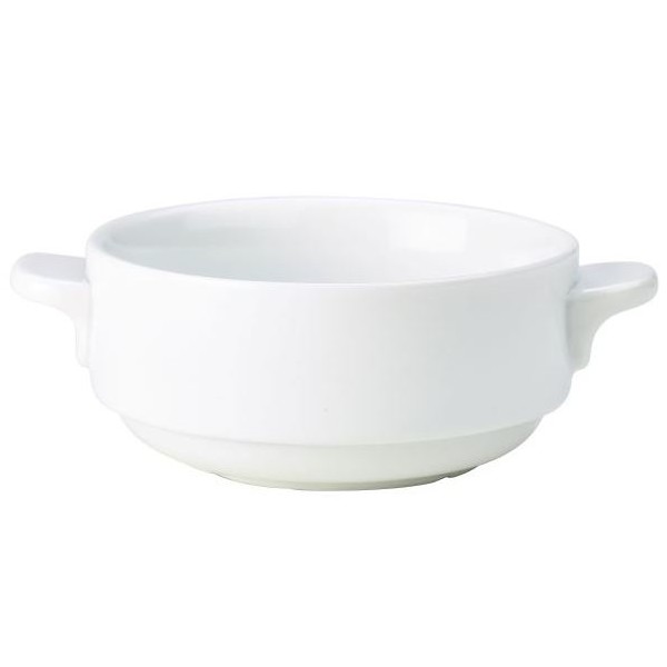 Genware Porcelain Lugged Soup Bowl 25cl / 8.8oz (Box of 6)