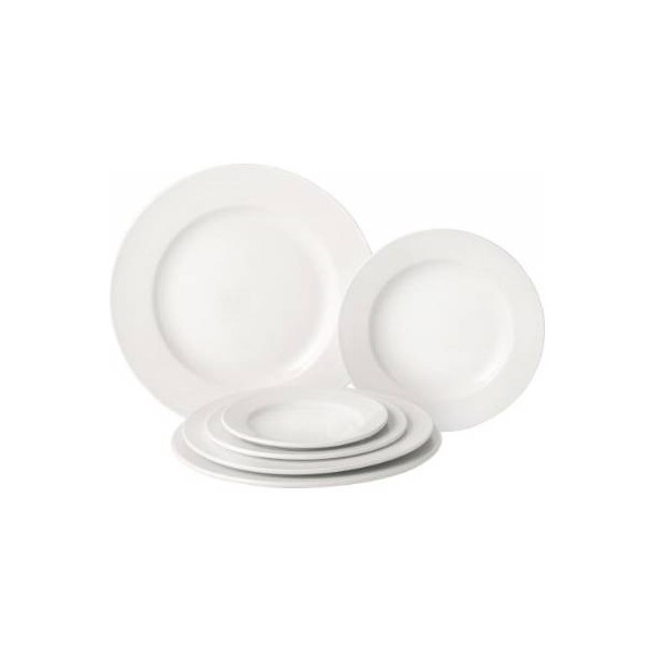 Pure White Porcelain Wide Rim Plate 25cm (Box of 24)