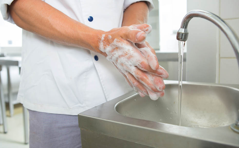washing the hands with soap