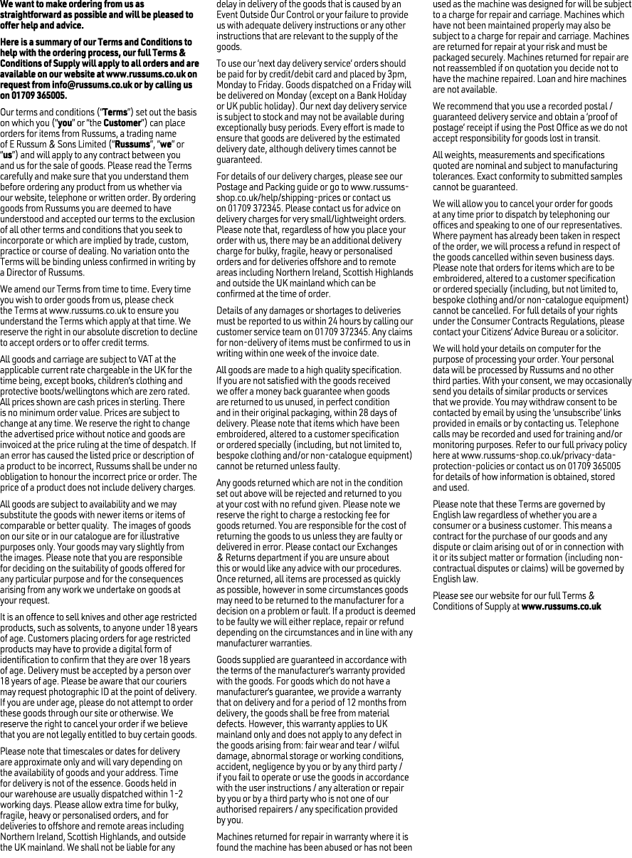 We want to make ordering from us as straightforward as possible and will be pleased to offer help and advice. Here is...