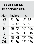 Jacket sizes to fit chest size,Size,Inches,cm,XS,32 -34,81-86,S,36-38,91-96,M,40 -42,101-106,L,44 -46,111-116,XL,48 -...