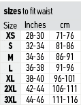 sizes to fit waist,Size,Inches,cm,XS,28-30,71-76,S,32-34,81-86,M,34-36,86-91,L,36-38,91-96,XL,38-40,96-101,2XL,42-44,...