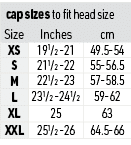 cap sizes to fit head size,Size,Inches,cm,XS,191/2 -21,49.5-54,S,211/2 -22,55-56.5,M,221/2 -23,57-58.5,L,231/2 -241/2...