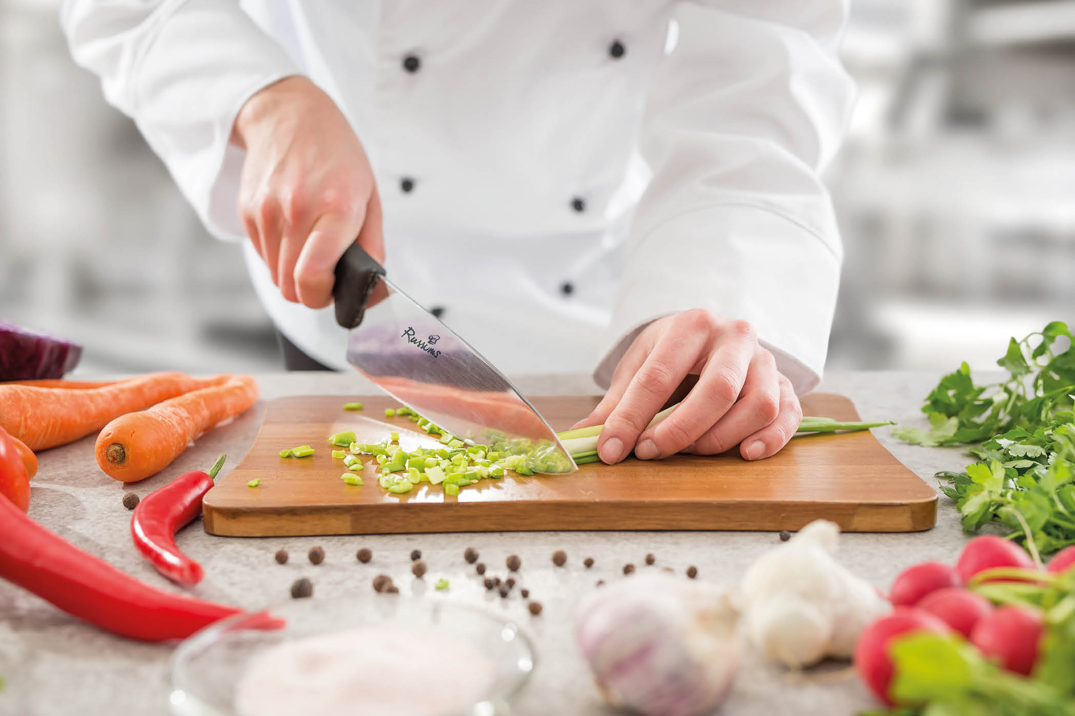 chef cooking food kitchen restaurant cutting cook hands hotel man male knife preparation fresh preparing concept - stock image