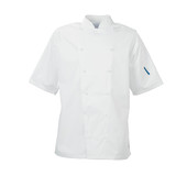 Le Chef DE21ES Staycool Jacket With Removeable Studs & Coolmax Back Short Sleeve White