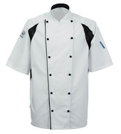 Le Chef DE11A Cool And Lite Jacket White With Capped Studs And Black StayCool System Panels