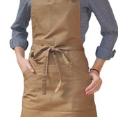 Le Chef Prep DE113 Khaki Utility Bib Apron