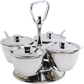 Server Relish Revolving S/S Cups 4 Bowls