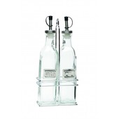 Glass Oil & Vinegar Dispensers With Chrome Stand