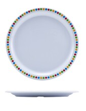 GenWare Melamine Plate Coloured Circles 22.5cm (Box Of 12)