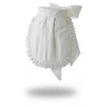 Traditional Waitress Apron Round Ba Trim White Cotton