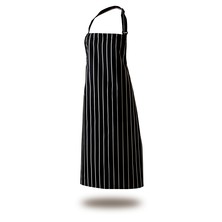 Bib Apron 36&quot; X 40&quot; Cotton Black/White Butchers Stripe Self Adjustable Neck Band