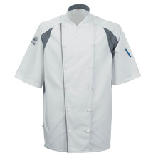 Le Chef DE11G Staycool Jacket With Capped Studs White &amp; Grey Coolmax Panels