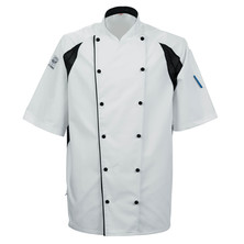 Le Chef DE11A Cool And Lite Jacket White With Capped Studs And Black StayCool System Panels