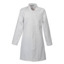 Hygiene Coat White Poly/Cotton Concealed Stud Front &amp; Inside Pocket