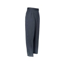 Trousers Black/Grey Morning Stripe Pleated Unfinished Bottoms Poly/Wool W.