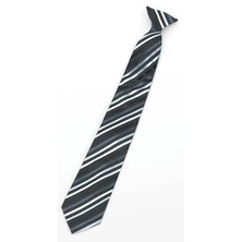 Tie Black/grey Stripe Clip On