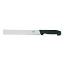 Smithfield 25cm Serrated Carver  Black Samprene Handle