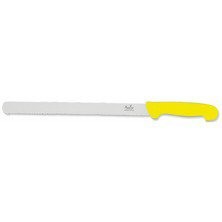 Smithfield 25cm Scalloped Slicer Yellow Samprene Handle