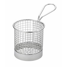 Mini Frying Basket Round Stainless Steel With Solid Band 9cm Dia