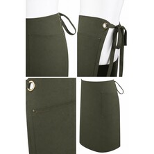 Contrast Stitch Waist Apron 2 Pocket Olive/Chestnut