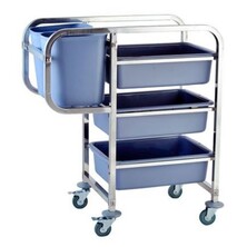 Bussing / Clearing Trolley Including 3 Tote Boxes And 2 Bins