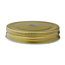 Gold Lid With Straw Hole For SG382 Alabama Handled Jar 7cm Dia (Box Of 24)