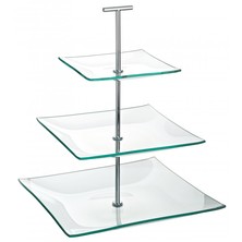 Cake Stand Glass 3 Tier Square 24.5cm X 20cm X 14.5cm
