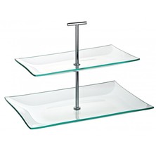 Cake Stand Glass 2 Tier Rectangular 30cm X 16cm