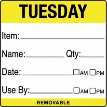Removable Food Rotation Label (Roll 500) Tuesday
