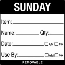 Removable Food Rotation Label (Roll 500) Sunday