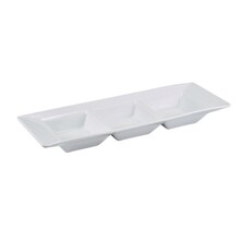 Genware Porcelain Triple Dipping Dish 25cm X 9cm (Box Of 6)