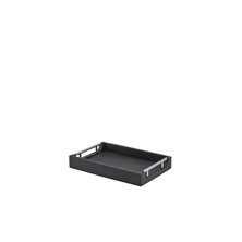 GenWare Solid Black Tray with Metal Handles 30 x 20cm