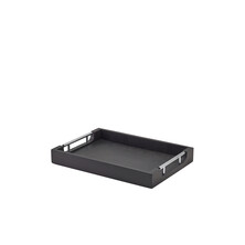 GenWare Solid Black Tray with Metal Handles 35 x 25cm