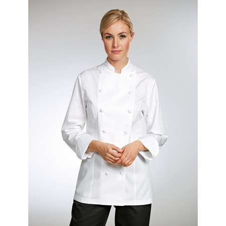 Whites Women's Ladies Chef Jacket Long Sleeved Rounded Cuffs Coat Top 