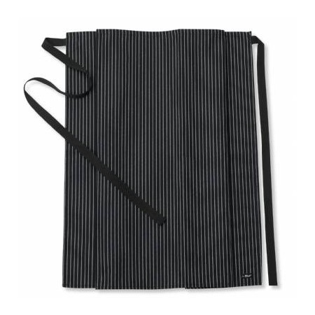 Le Chef DE45B Straight Top Apron Woven Pinstripe Black/White