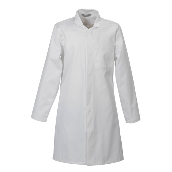 Hygiene Coat White Poly/Cotton Concealed Stud Front & Inside Pocket