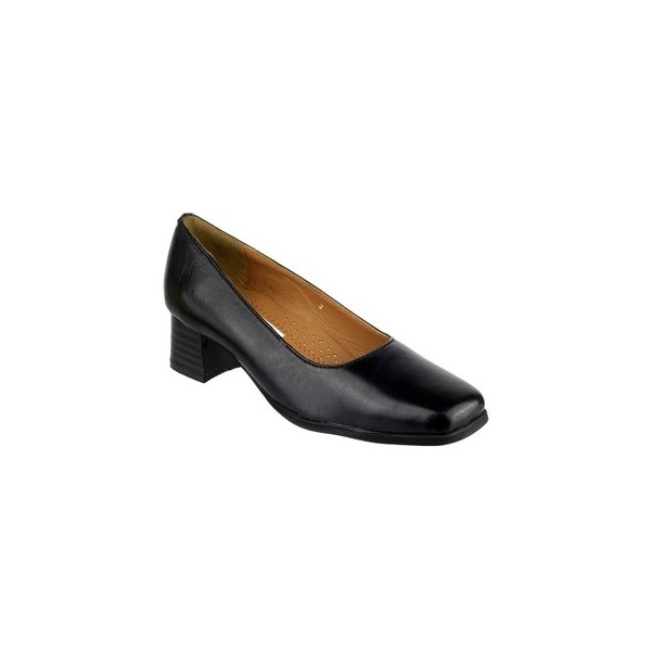 Black Leather Court Shoe