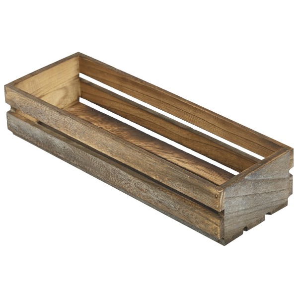 Wooden Display Crate 34cm x 12cm x 7cm Dark Rustic