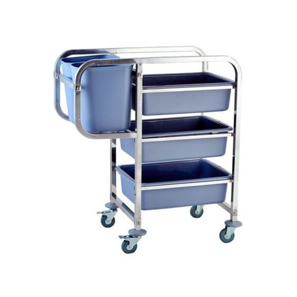 Bussing / Clearing Trolley Including 3 Tote Boxes And 2 Bins